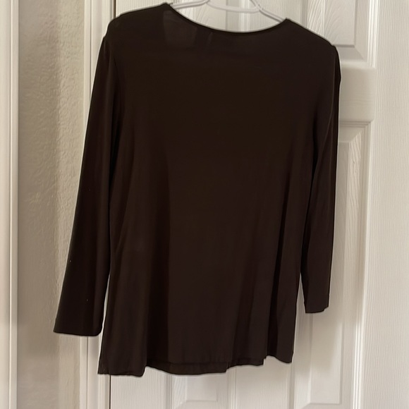 Chicos Size 0 -  Brown stretch shirt - Picture 3 of 5